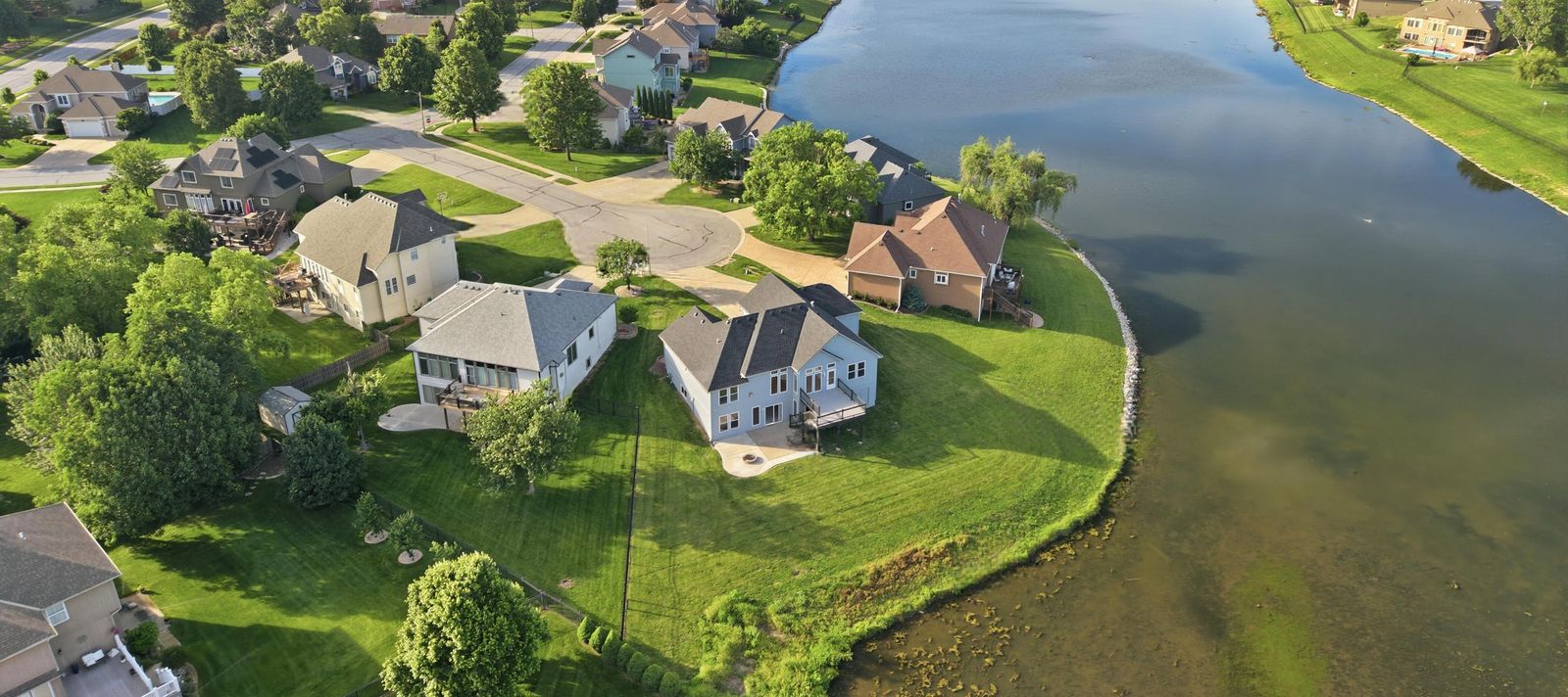 Example drone photo of a home and its neighborhood