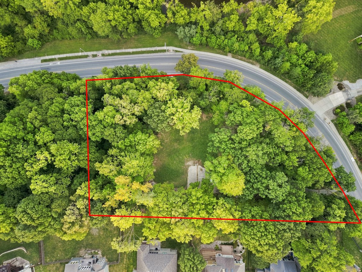 Second overhead drone photo of the lot with property lines