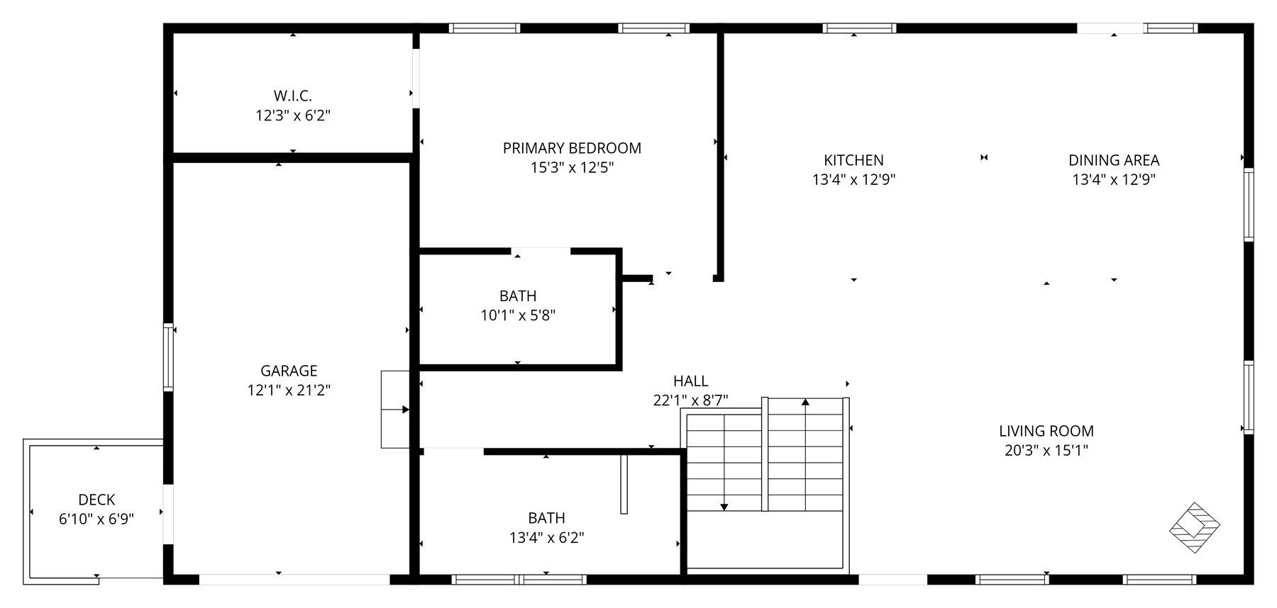 36408 Bynum Spur Rd House 1 – Main Level floor plan with measurements