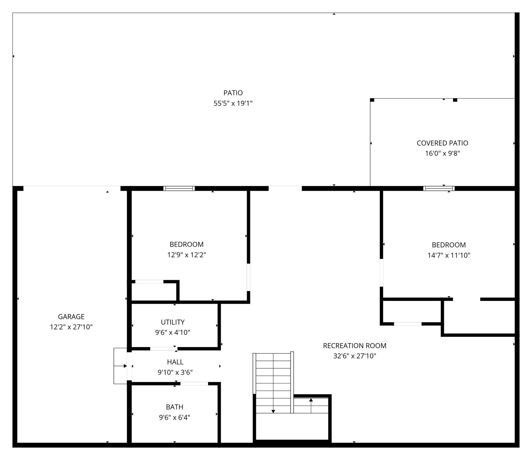 36408 Bynum Spur Rd House 1 – Lower Level floor plan with measurements