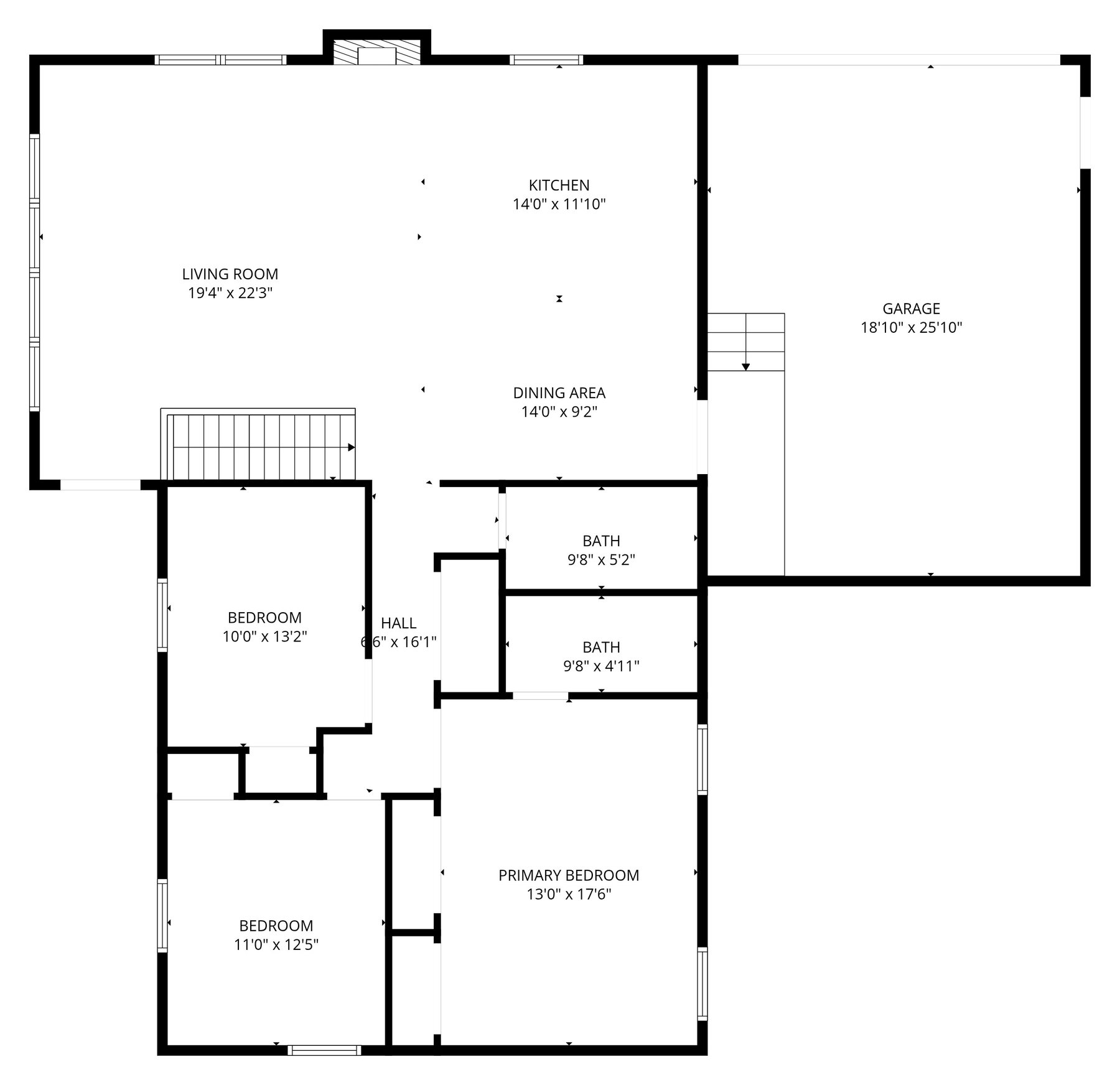 36408 Bynum Spur Rd House 2 – Main Level floor plan with measurements