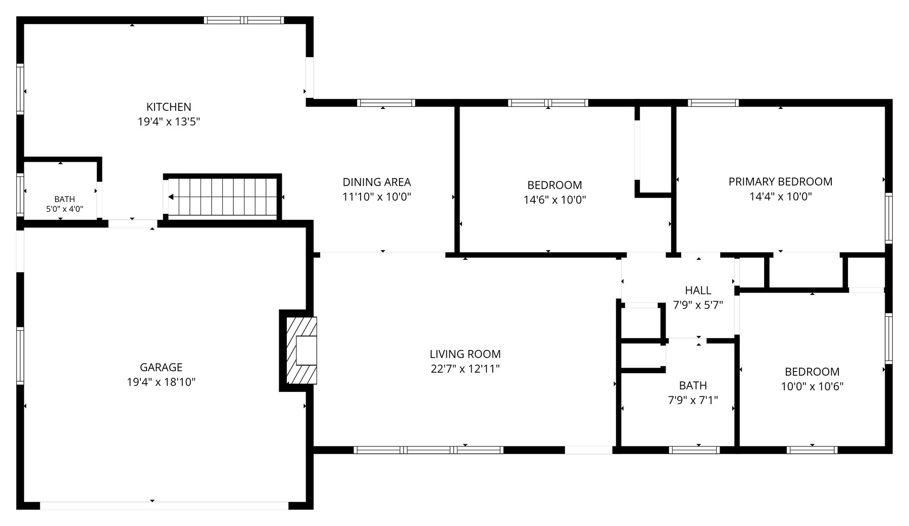 9277 State Ave Main Level floor plan with measurements