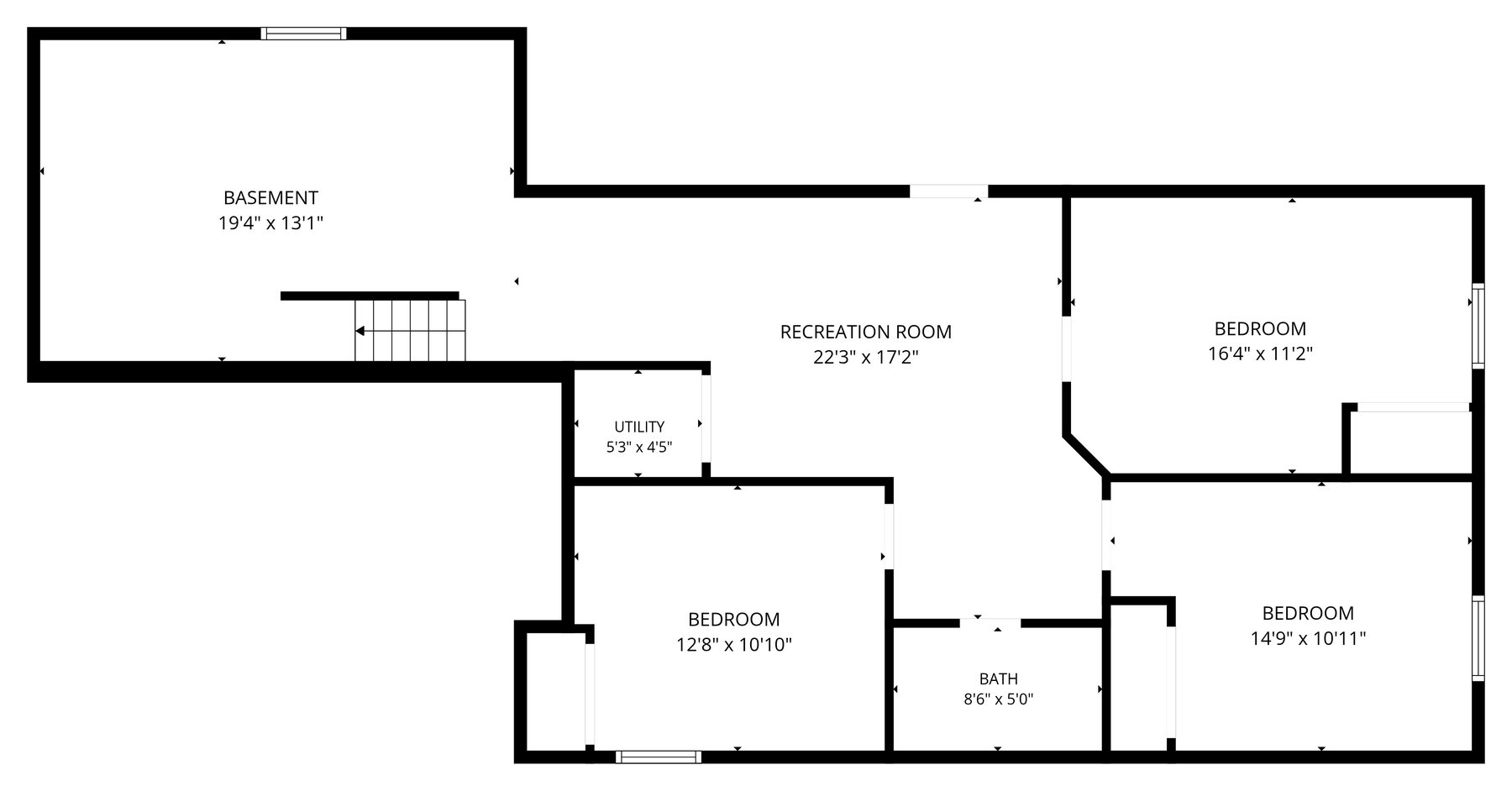 9277 State Ave Basement floor plan with measurements